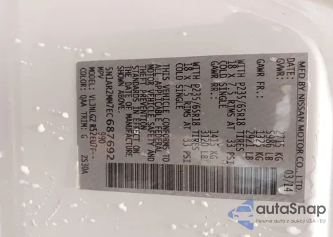 2014 Nissan Pathfinder Sl from USA, damaged, VIN 5N1AR2MM7EC687692